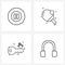 Line Icon Set of 4 Modern Symbols of pause, house, game, sports, audio