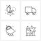 Line Icon Set of 4 Modern Symbols of search; weather; interface; vehicle