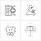 Line Icon Set of 4 Modern Symbols of smart; animal; communication; profile; pig