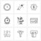 Line Icon Set of 9 Modern Symbols of Santa, navigation, coin, location, transport