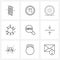 Line Icon Set of 9 Modern Symbols of seo, engine, loading, internet, networking