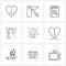 Line Icon Set of 9 Modern Symbols of ufo, crane, tools, construction, search