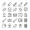 Line icon set business office accessories, document and stationery object