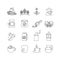 Line Icon set of chronological coffee planting, processing and distributing. Related icon for coffee producing. Editable stroke, v