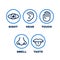 Line icon set of five human senses