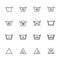 Line icon set of laundry label symbol