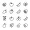 Line icon set popular fruit. Editable stroke