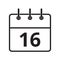 Line icon the sixteenth day on the calendar