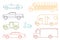 Line Icon Style Transportation and Automotive Symbol Vector Set