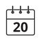 Line icon the twentieth day on the calendar