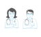 Line Icon, Two Young professionals doctors. Man and women. Premium Quality