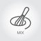 Line icon of whisk for mixing eggs, dough, sauce and other ingredients for cooking. Kitchen utensils outline label