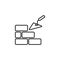 Line icons brickwork and building trowel