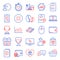 Line icons set. Included icon as Delete purchase, Award cup, Gift box. Vector