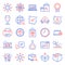 Line icons set. Included icon as Holidays shopping, Developers chat, Music making. Vector