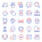Line icons set. Included icon as Lighthouse, Piano, Smartphone buying. Vector