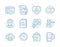 Line icons set. Included icon as Project deadline, Lawyer, Timer signs. Sale bags, Smile, Search files symbols. Vector