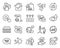 Line icons set. Included icon as Stay home, Evaporation, Project deadline signs. Vector