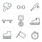 Line Icons Style Set of monochromatic simple sports