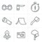 Line Icons Style vector black camping theme set