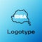 Line Idea, speech bubble icon isolated on blue background. Message speech bubble idea with cloud talk. Colorful outline
