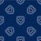 Line Immune system icon isolated seamless pattern on blue background. Medical shield. Vector