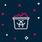Line Infectious waste icon isolated on blue background. Tank for collecting radioactive waste. Dumpster or container