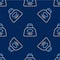 Line Inkwell icon isolated seamless pattern on blue background. Vector
