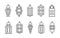 Line Islamic Arabic Lantern Symbol Icon Collection Set Isolated