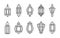 Line Islamic Arabic Lantern Symbol Icon Collection Set Isolated