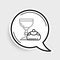 Line Jewish goblet and hanukkah sufganiyot icon isolated on grey background. Jewish sweet bakery. Wine cup for kiddush
