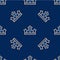 Line King crown icon isolated seamless pattern on blue background. Vector