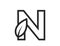 line letter n with leaf. creative eco logo. nature and environment design element. isolated vector image