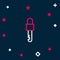 Line Locked key icon isolated on blue background. Colorful outline concept. Vector
