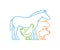 Line logo for farmers market. Linear farm animals on a white background.