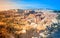 Line of Long Sandstone Cliffs of Bryce Canyon National Park in t