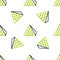 Line Louvre glass pyramid icon isolated seamless pattern on white background. Louvre museum. Vector