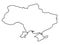 Line map of Ukraine on a white background.