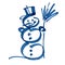 Line marker blue snowman snow drawn by hand winter pattern bright stroke pen curve wavy meaningless zigzag