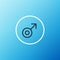 Line Mars symbol icon isolated on blue background. Astrology, numerology, horoscope, astronomy. Colorful outline concept