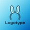 Line Mask with long bunny ears icon isolated on blue background. Colorful outline concept. Vector Illustration