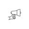 Line megaphone promotion icon on white background