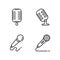 Line microphone icons set on white background