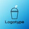 Line Milkshake icon isolated on blue background. Plastic cup with lid and straw. Colorful outline concept. Vector