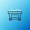 Line Mine cart with gold icon isolated on blue background. Colorful outline concept. Vector