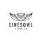 Line minimalist flying owl logo design