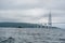 A line of modern russian military submarine cruisers in the row, northern fleet and baltic sea fleet in the open sea