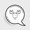 Line Moose head with horns icon isolated on grey background. Colorful outline concept. Vector