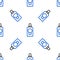 Line Mouthwash plastic bottle icon isolated seamless pattern on white background. Liquid for rinsing mouth. Oralcare