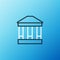 Line Museum building icon isolated on blue background. Colorful outline concept. Vector